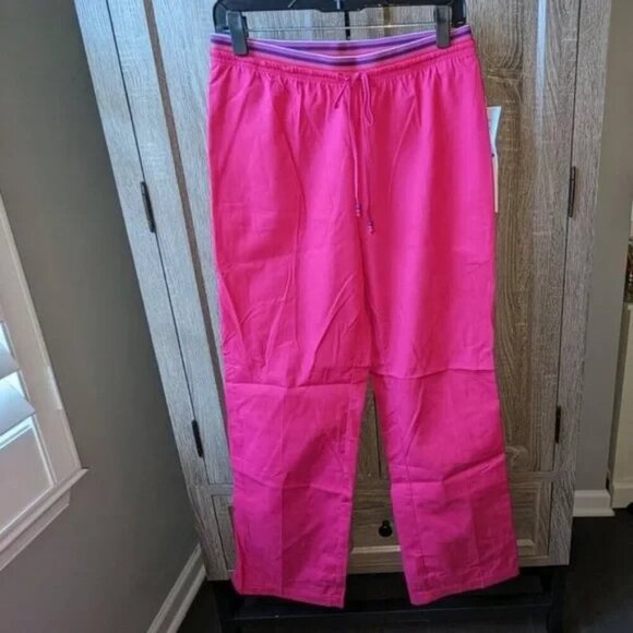 **3 FOR $9** Barco New Fuchsia Elastic Waist Flared Leg Pull On Scrub Pants NWT - Picture 1 of 3
